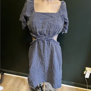 Simple southern  Blue open back cottage core dress